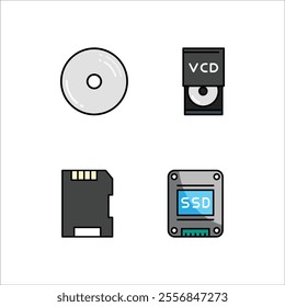 Electronic devices icon design vector symbol set memory and compact disk