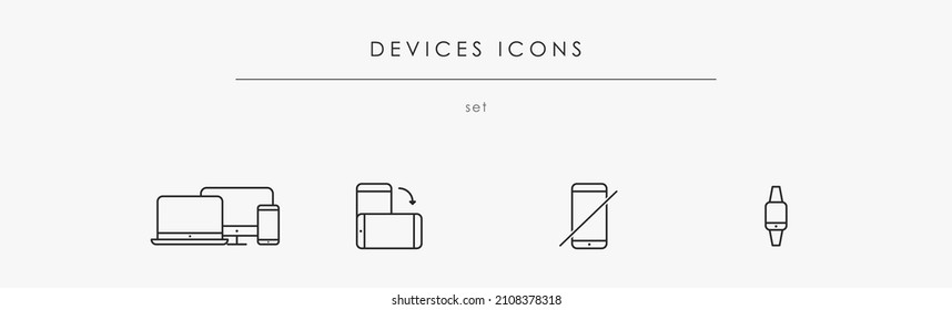 Electronic devices icon set for UI and web design. Vector device isolated on white background