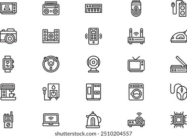 Electronic devices icons collection is a vector illustration with editable stroke.