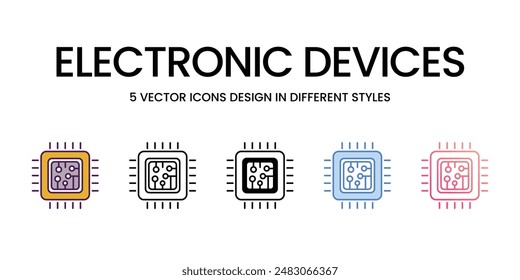 Electronic Devices Icons different style vector stock illustration