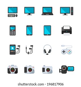 Electronic Devices Icons : Flat Icon Set for Web and Mobile Application