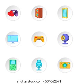 Electronic devices icons set. Cartoon illustration of 9 electronic devices vector icons for web