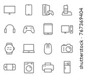 Electronic devices icons set . Gadgets and household appliances. Vector linear icon.  Line with Editable stroke