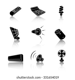 Electronic devices.  Icons set on white background.