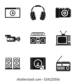 Electronic devices icons set. Simple illustration of 9 electronic devices vector icons for web