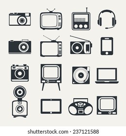 Electronic devices. Icons set style of minimalism