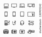 Electronic Devices Icons with White Background