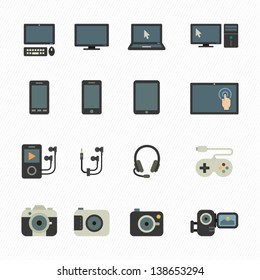 Electronic Devices Icons with White Background