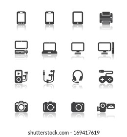 Electronic Devices Icons with White Background