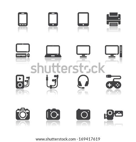 Electronic Devices Icons with White Background