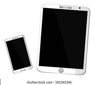 Electronic Devices - isolated on white background; computer, laptop, tablet and mobile phone. Eps10