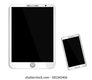 Electronic Devices - isolated on white background; computer, laptop, tablet and mobile phone. Eps10