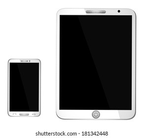 Electronic Devices - isolated on white background; computer, laptop, tablet and mobile phone. Eps10