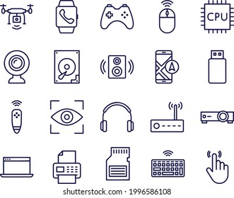 Iconos de línea de dispositivos electrónicos. Diseño de vector de trazo editable 