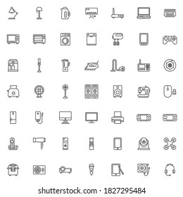 Electronic devices line icons set. linear style symbols collection, outline signs pack. Household equipment vector graphics. Set includes icons as kitchen appliances, electric mixer, coffee machine