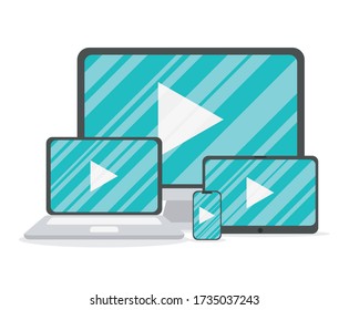 electronic devices with media player buttons vector illustration design