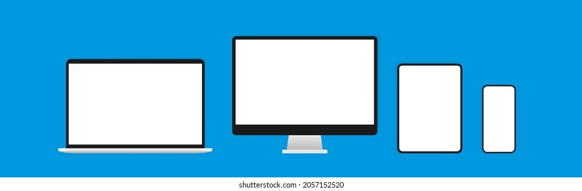 Elektronische Geräte sind mit einem Prototyp ausgestattet. Realistische Computer, Laptop, Tablet und Smartphone. Vorlage für Infografiken oder Präsentationen Benutzeroberfläche Design-Schnittstelle. Vektorgrafik.