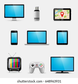 Electronic devices and multimedia gadgets icons