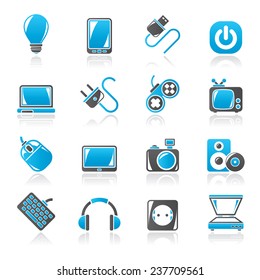 Electronic Devices objects icons - vector icon set, Created For Print, Mobile and Web  Applications
