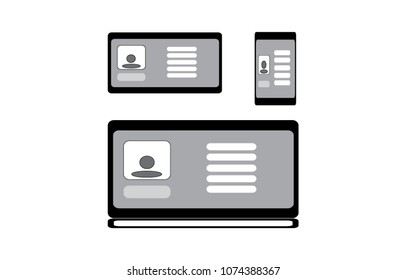 Electronic devices online communication and registration concept set