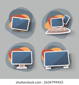 Un conjunto de dispositivos electrónicos en el diseño de dibujos animados