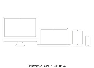 Electronic devices set line style. Eps10 vector
