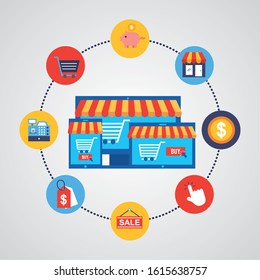 electronic devices with shopping online technology vector illustration design