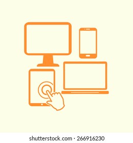 Electronic Devices. Smartphone computer tablet net book symbol.