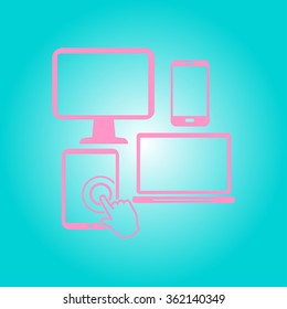 Electronic Devices. Smartphone computer tablet netbook simbol.