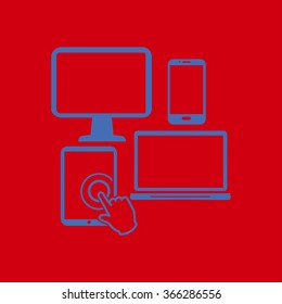 Electronic Devices. Smartphone computer tablet netbook symbol.