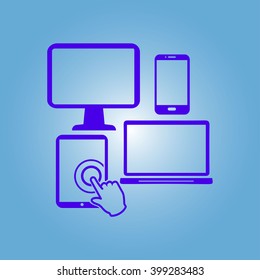 Electronic Devices. Smartphone computer tablet netbook simbol.