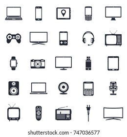 Electronic devices, technology gadgets icons