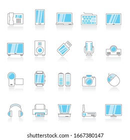 Electronic devices and technology icons - Vector icon set