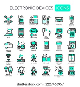 Electronic Devices , Thin Line and Pixel Perfect Icons