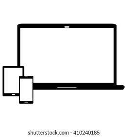 Electronic devices vector with blank screens