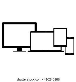 Electronic devices vector with blank screens