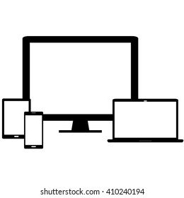 Electronic devices vector with blank screens
