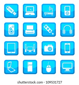 Electronic devices vector icon set for web and mobile. All elements are grouped.