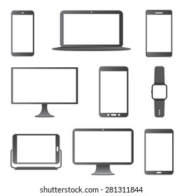 Electronic Devices Vector Icon Set.