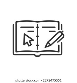 Diario electrónico, icono lineal. Línea con trazo editable