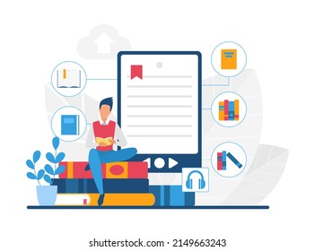 Electronic Digital Book Reader With Online Library. Audio Literacy In Virtual Access Version