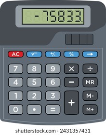 Elektronischer digitaler Rechner im trendigen Flachdesign, wissenschaftlicher Rechner 