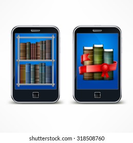 Electronic digital device for reading on white, vector illustration