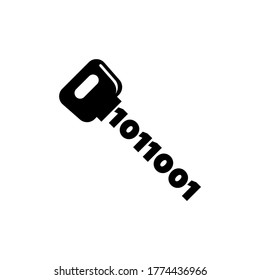 Electronic Digital Key, Cyber Safety. Flat Vector Icon illustration. Simple black symbol on white background. Electronic Digital Key, Cyber Safety sign design template for web and mobile UI element