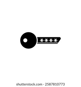 Electronic Digital Key, Cyber Safety Solid Flat Vector Icon Isolated on White Background.