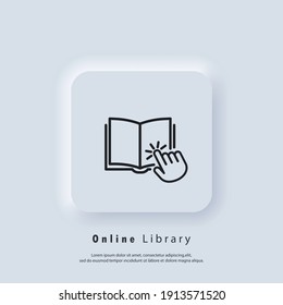 Electronic digital library. Internet education concept, e-learning resources, distant online courses. Vector. UI icon. Neumorphic UI UX white user interface web button. Neumorphism