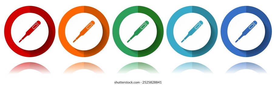 Iconos Electrónicas del vector del termómetro médico digital, conjunto plano del icono para el diseño del logotipo, diseño web y aplicaciones móviles, colección colorida del Botón del Web en EPS 10