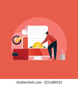 Electronic or Digital Payment illustration, E-wallet online bill payment information concept, Money transfer vector
