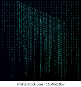 Electronic digital set, processed calculations, encrypted information, secret information. Matrix, code, time, number.