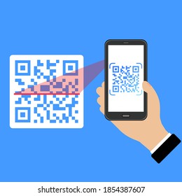 Electronic digital technology for scanning barcodes. Scan the QR code on your smartphone. Vector EPS10